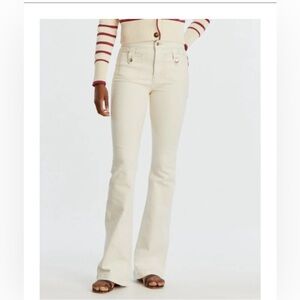 Veronica Beard Beverly flared jeans in cream denim. high rise, size 25